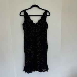 Vintage black lace midi